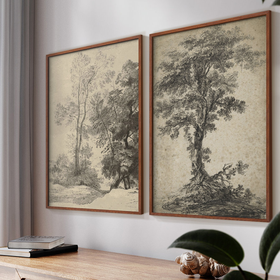 Vintage  Sketch I  -Framed Giclee Print - Set of 2
